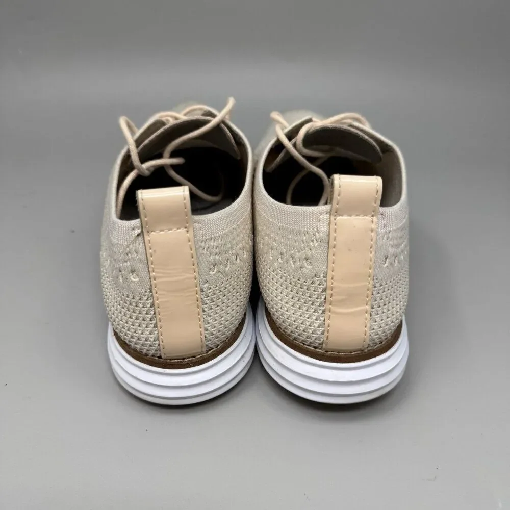 Cole Haan Original Grand Women's 8B Beige Stitchlite Knit Wingtip Oxford Shoes